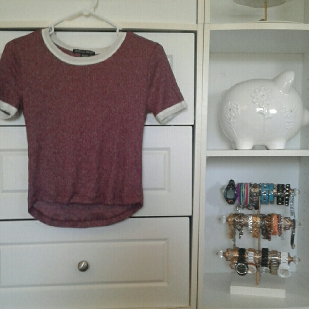 Cranberry ribbed crop top